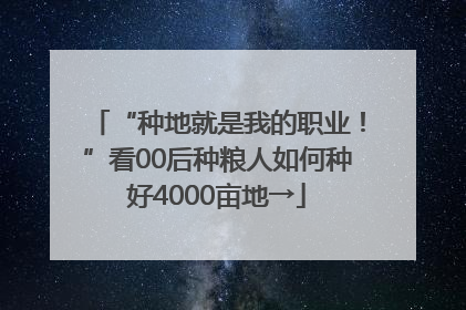 “种地就是我的职业！”看00后种粮人如何种好4000亩地→